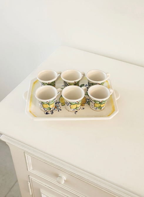 Lemon coffee cup set and tray